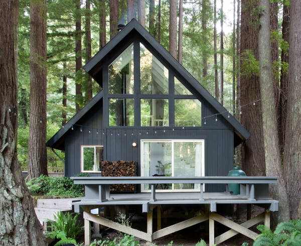 Прекрасный лесной домик со стильными черно-белыми интерьерами Прекрасный лесной домик со стильными черно-белыми интерьерами