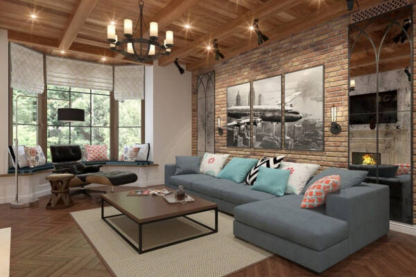 Интерьер гостиной в частном доме