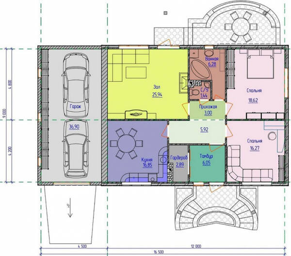 Проекты одноэтажных домов с гаражом для авто и самыми комфортными планировками Проекты одноэтажных домов с гаражом для авто и самыми комфортными планировками
