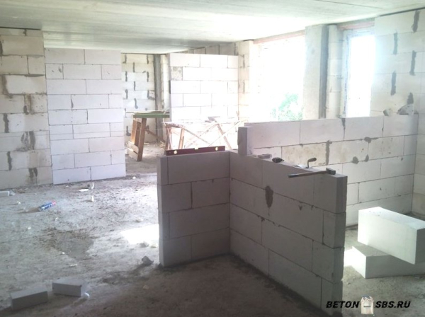 Возведение перегородок из газобетона Возведение перегородок из газобетона