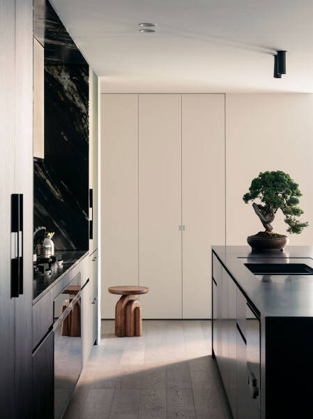 Натуральный камень и чёрные акценты: стильные апартаменты с садом в Сиднее Натуральный камень и чёрные акценты: стильные апартаменты с садом в Сиднее