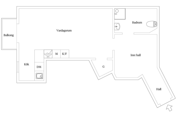 Стильная маленькая квартира с кожаным диваном и кроватью в шкафу (38 кв. м) Стильная маленькая квартира с кожаным диваном и кроватью в шкафу (38 кв. м)