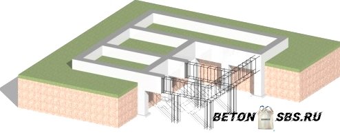Изготовка фундамента из бетонных блоков