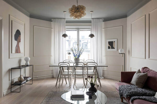 Серый потолок и библиотека: элегантная квартира с изюминкой в Стокгольме (69 кв. м) Серый потолок и библиотека: элегантная квартира с изюминкой в Стокгольме (69 кв. м)