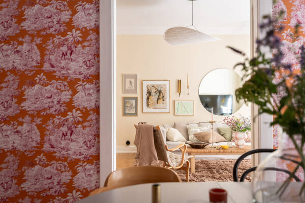 Песочные тона, кирпичная стена и обои: квартира в Гетеборге (91 кв. м) Песочные тона, кирпичная стена и обои: квартира в Гетеборге (91 кв. м)