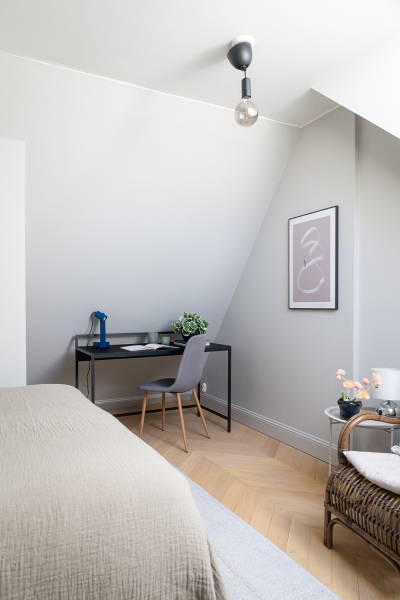 Компактная двухуровневая мансарда в центре Стокгольма (34 кв. м) Компактная двухуровневая мансарда в центре Стокгольма (34 кв. м)