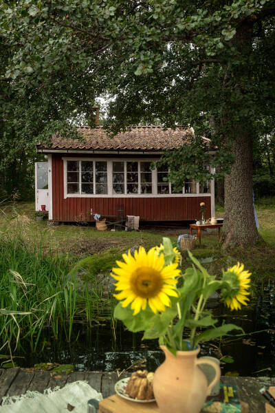 Маленькая шведская дача у озера с душевными интерьерами Маленькая шведская дача у озера с душевными интерьерами